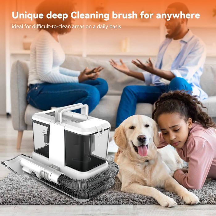 Nettoyeur détacheur portable - 400W/9Kpa/Tuyau 1,17M - Cordon d'alimentation 5M - Réservoir 0,8L/1L - Aspirateur nettoyeur à eau – Image 3