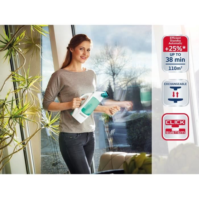 Nettoyeur pour vitre avec manche Leifheit Dry & Clean 51001, set avec manche de 43cm pour un nettoyage sans traces, autonomie 38min – Image 2