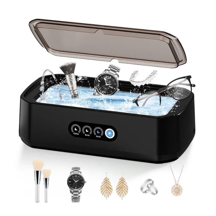 Nettoyeur Ultrasons - Nettoyant Lunettes-Bac a Ultrason - 650ML- 49000Hz -3 modes de temps-pour Bijoux, Dentier, Montres,