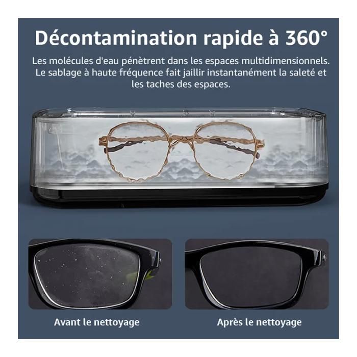 Nettoyeur Ultrasons - Nettoyant Lunettes-Bac a Ultrason - 650ML- 49000Hz -3 modes de temps-pour Bijoux, Dentier, Montres, – Image 3