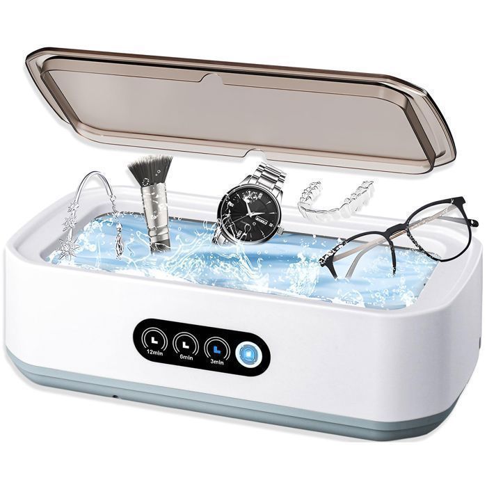 Nettoyeur Ultrasons - Bac a Ultrason - Nettoyant Lunettes - 650ML- 49000Hz -3 modes de temps-pour Bijoux, Dentier, Montres,