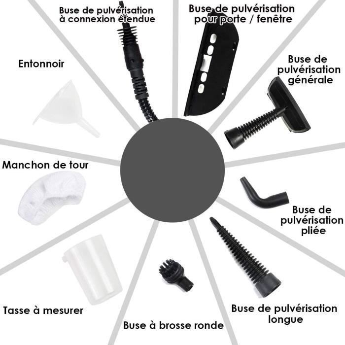 GOPLUS Nettoyeur Vapeur à Main avec 9 Accessoires pour Enlever des Taches, 3bar haute pression pour Cuisine et Salle de Bain, 350ML – Image 2
