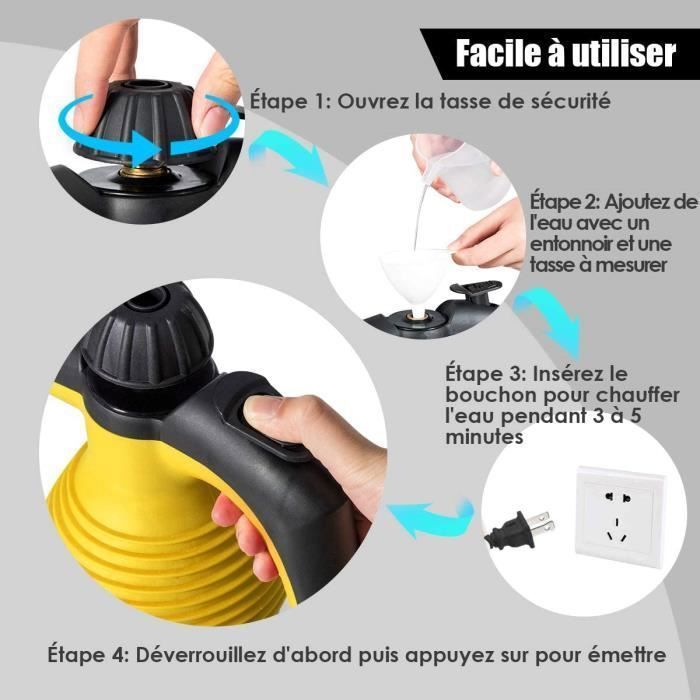 GOPLUS Nettoyeur Vapeur à Main avec 9 Accessoires pour Enlever des Taches, 3bar haute pression pour Cuisine et Salle de Bain, 350ML – Image 4