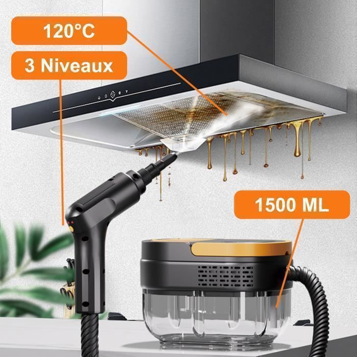 Nettoyeur Vapeur à Main Portable - Haute Pression - 2500W - Nettoyeur Vapeur 1500ml pour Cuisine/Salle de Bain/Maison/Auto/Tissus – Image 2