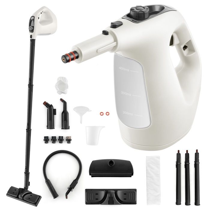 Nettoyeur Vapeur à Main 1500W Punaises de Lit COSTWAY-Réservoir 400 ml-2 Bar-14 Accessoires-125 ℃-Verrou de Sécurité Enfants-Gris