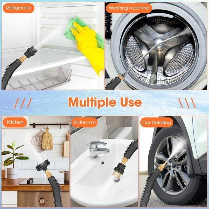 Nettoyeur Vapeur Portable 2500 W - Vapeur Haute Pression 1350ml Steam Cleaner,Vapeur Nettoyage Température à Pression avec Têtes. – Image 3