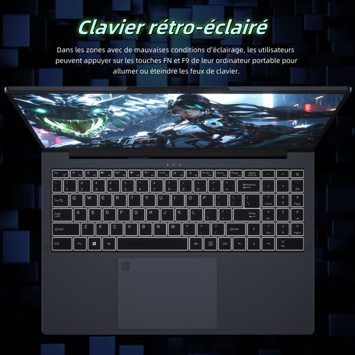 PC Portable Gamer Auusda Gaming A17 Windows 11 - 16" FHD (6C/12T, jusqu'à 4,5 GHz,57Wh) - AMD Ryzen 7430U- RAM 32Go - 1To SSD – Image 6