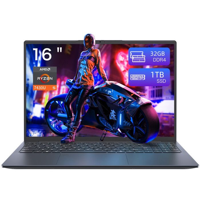 PC Portable Gamer Auusda Gaming A17 Windows 11 - 16" FHD (6C/12T, jusqu'à 4,5 GHz,57Wh) - AMD Ryzen 7430U- RAM 32Go - 1To SSD