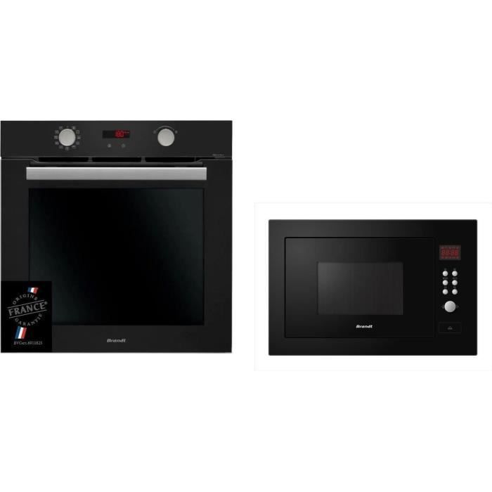 Pack encastrable BRANDT Four pyrolyse BXP5559B + Micro onde BMG2112B