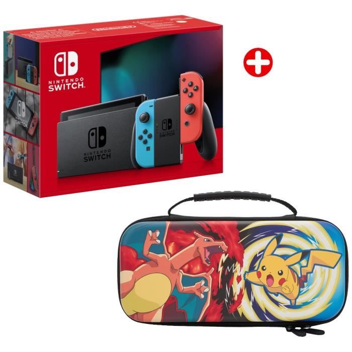 Pack Nintendo : Console Nintendo Switch • Bleu Néon & Rouge Néon + Housse de transport