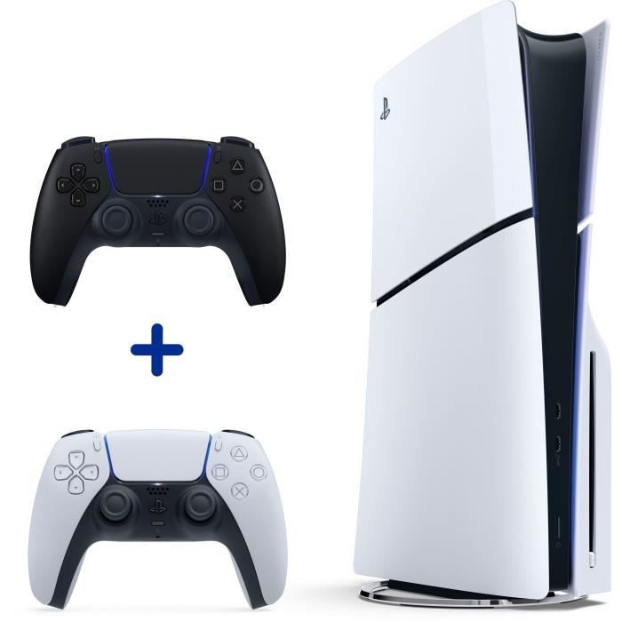 Pack PS5 Standard : Console PS5 (Modèle Slim) + 2ème Manette sans fil PS5 DualSense Noire