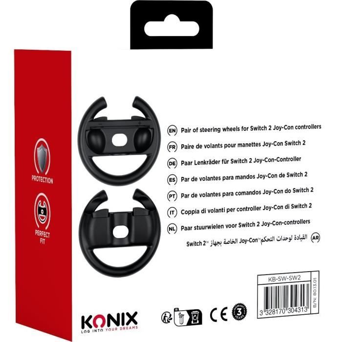 Paire de volants - KONIX - Pour manettes Joy-Con Nintendo Switch 2 - Noir – Image 4