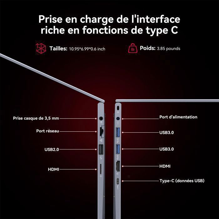 PC Portable Gamer, AMD Ryzen 7 6800HX(8C-16T, jusqu'à 4,7 GHz)16Go RAM 512Go SSD,WiFi6,Windows11pro,AMD Radeon 680M 2.2GHz – Image 6