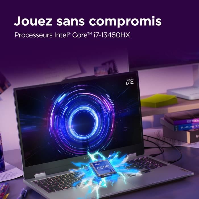 PC portable Gamer LENOVO LOQ 15IRX10 | Sans Windows - 15'' FHD 144hz - Core i7-13650HX - RTX 5060 100W - RAM 16 Go - SSD 512 Go – Image 3