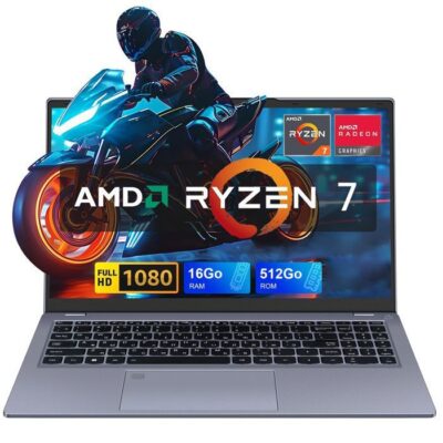PC Portable,AMD Ryzen 7 6800H(8C-16T, jusqu'à 4,7 GHz) RAM 16Go DDR5,SSD 512Go ,WiFi 6 pour PC Portables Gamer avec Boîtier en