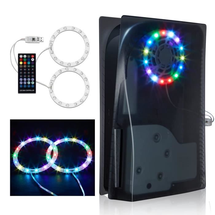Coque de remplacement PS5 antichoc avec bande lumineuse LED RVB 8 couleurs 400+ effets