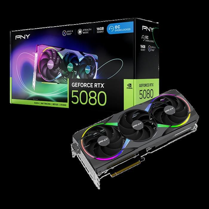 Carte graphique - PNY - GeForce RTX 5080 - 16 Go - Overclocking - ARGB
