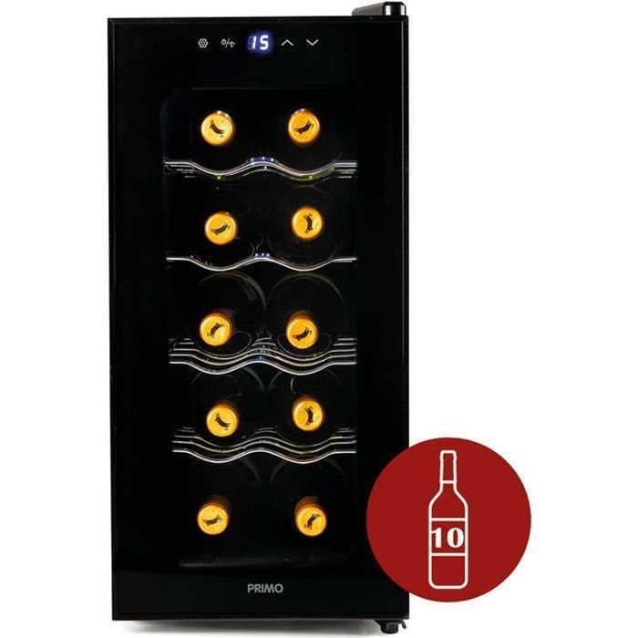 PRIMO PR170WK Cave à Vin - Pose Libre - 10 Bouteilles - Classe E - Noir