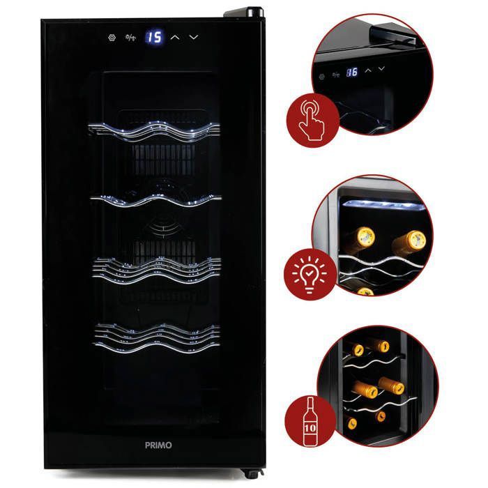 PRIMO PR170WK Cave à Vin - Pose Libre - 10 Bouteilles - Classe E - Noir – Image 4