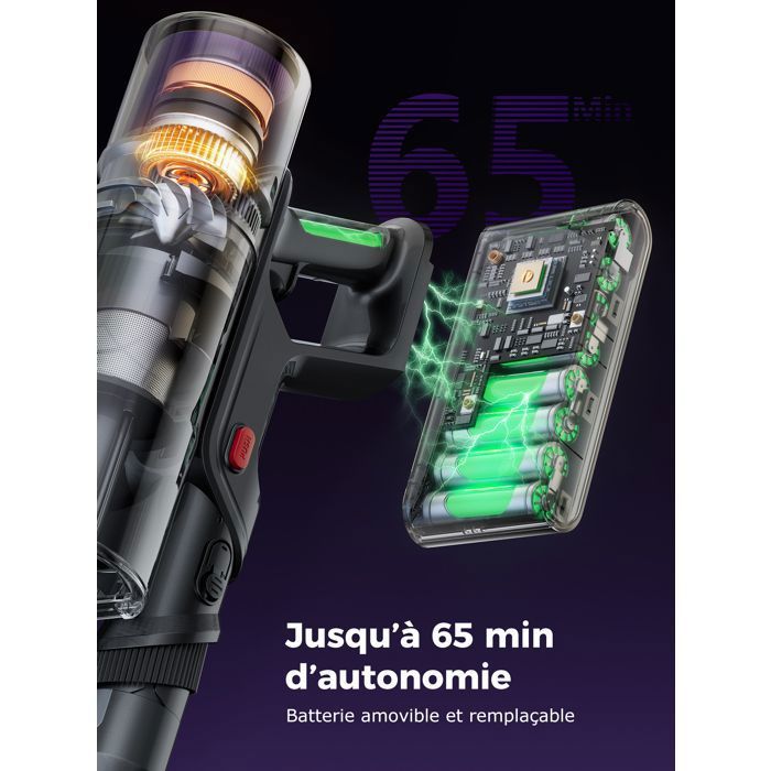 Aspirateur balai sans fil - PROSCENIC - P16 - 60Kpa - Autonomie 65 Min - Tube pliable - LED Verte – Image 6