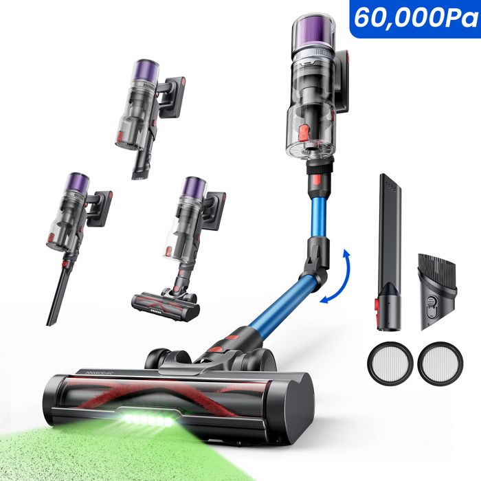 Aspirateur balai sans fil - PROSCENIC - P16 - 60Kpa - Autonomie 65 Min - Tube pliable - LED Verte
