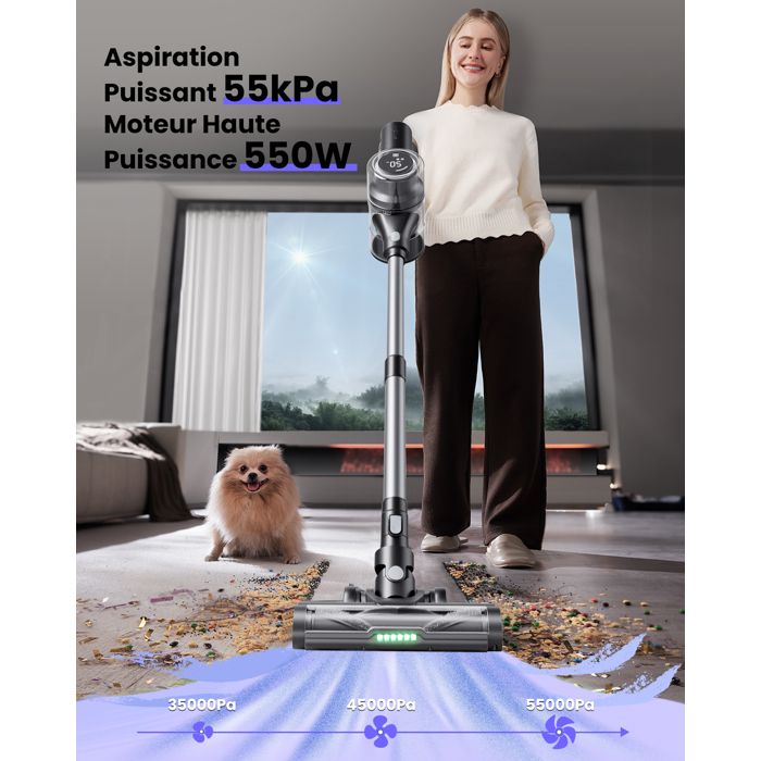 PROSCENIC P13 - Aspirateur Balai sans Fil multifonctions 6 en 1- Aspirateur Puissante 55KPa - Anti-enchevêtrement - Autonomie 45 – Image 2
