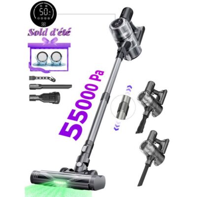 PROSCENIC P13 - Aspirateur Balai sans Fil multifonctions 6 en 1- 550W/55KPa - Anti-enchevêtrement - Autonomie 45 Min