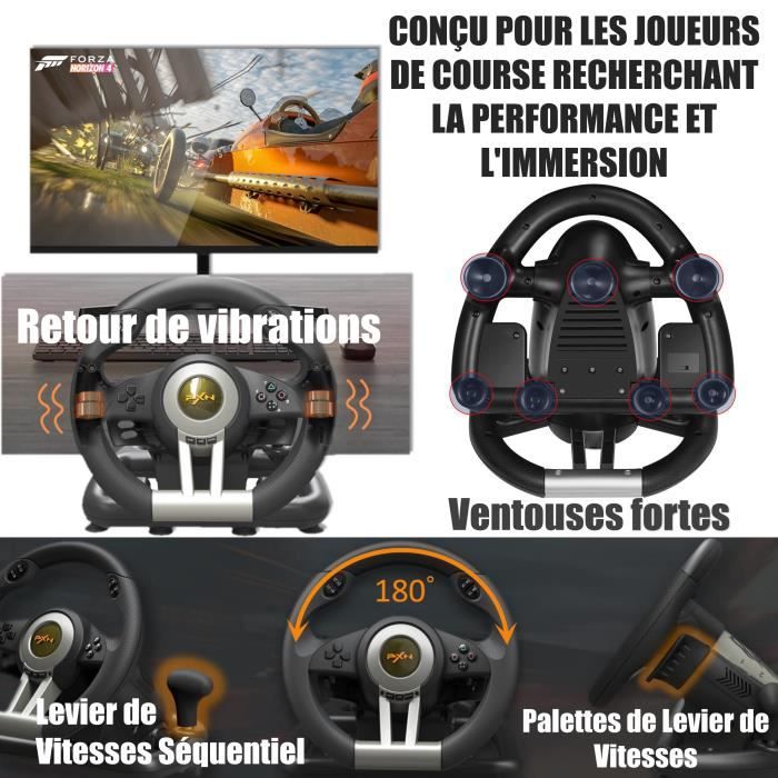 PXN V3IIIB Volant de Course avec Pédales, Retour de Vibratoire, 180° Volant pour PC, Xbox, PS3, PS4, Nintendo Switch – Image 3