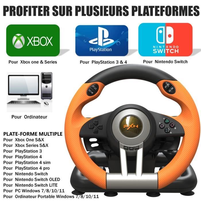 PXN V3IIIO Volant de Course avec Pédales, Retour de Vibratoire, 180° Volant pour PC, Xbox, PS3, PS4, Nintendo Switch – Image 2