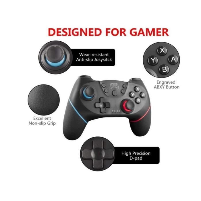 QUMOX Manette Switch, Manette sans Fil pour Switch /Switch OLED, Nintendo Manette Switch Pro Capture D'ÉCRAN Turbo Réglable/ 6 Axes – Image 4