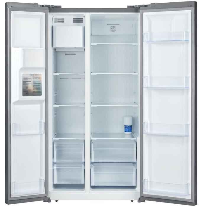 Réfrigérateur américain - CONTINENTAL EDISON - CERANF556IX1 - Distributeur eau / glaçons - Classe E - 91,1 x 70,6 x 178 cm - Silver – Image 2