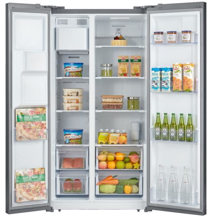 Réfrigérateur américain - CONTINENTAL EDISON - CERANF556IX1 - Distributeur eau / glaçons - Classe E - 91,1 x 70,6 x 178 cm - Silver – Image 3