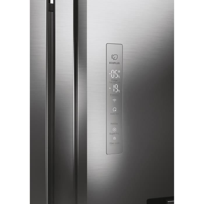 Réfrigérateur américain - HAIER - HSW59F18DWMM - 613L (391L + 222L) - Distributeur d'eau - Classe D - 177,5 x 90,5 x 71,7 cm - Inox – Image 5