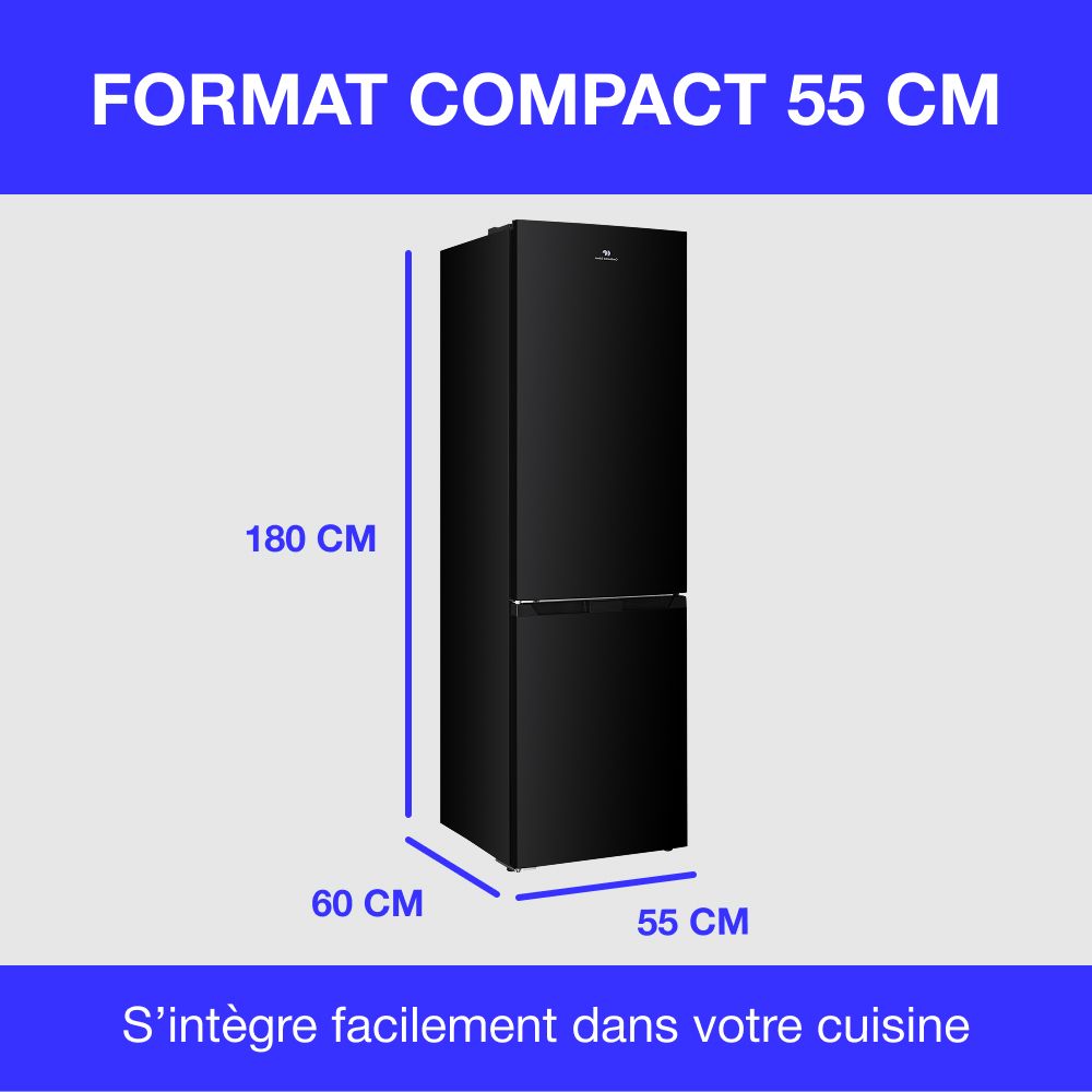 Réfrigérateur congélateur bas CONTINENTAL EDISON - 253L - Total No Frost (Sans givre)- Noir – Image 8