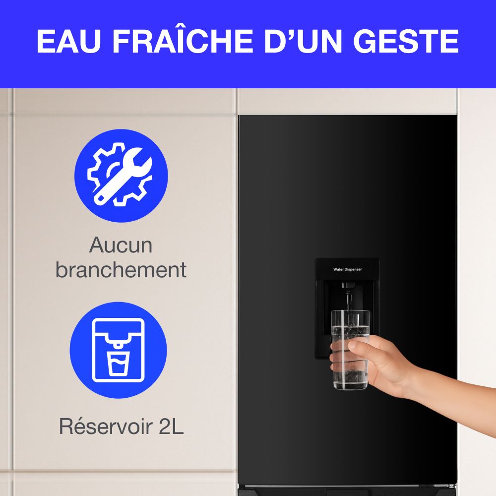 Réfrigérateur congélateur bas CONTINENTAL EDISON - 251L -Total No Frost(Sans givre) - Noir - L 55 cm x H 180 cm – Image 5