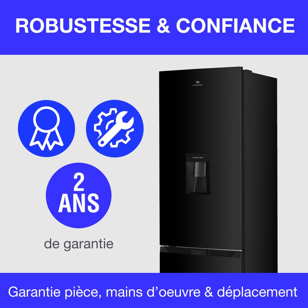 Réfrigérateur congélateur bas CONTINENTAL EDISON - 251L -Total No Frost(Sans givre) - Noir - L 55 cm x H 180 cm – Image 7