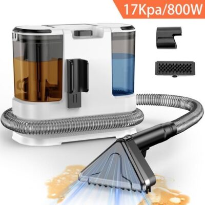 Nettoyeur détacheur portable - 800W/17 Kpa/Tuyau 1,5M - Cordon d'alimentation 5M - Réservoir 1.8L/1,3L - Nettoyeur canapé tissu