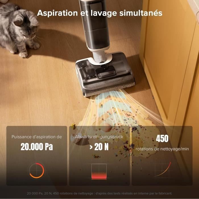 ROBOROCK F25 RT - Aspirateur Balai Laveur - 20000 Pa - Lavage à Chaud à 90 °C - Nettoyage Deux Bords - Auto-Nettoyage à l'eau chaude – Image 6