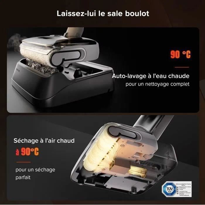 ROBOROCK F25 RT - Aspirateur Balai Laveur - 20000 Pa - Lavage à Chaud à 90 °C - Nettoyage Deux Bords - Auto-Nettoyage à l'eau chaude – Image 8