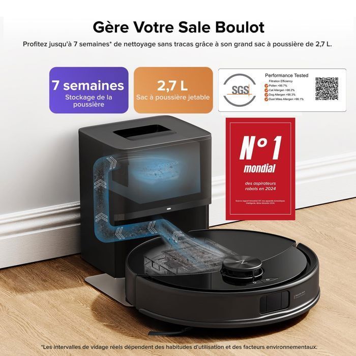 Roborock Q10 PF+ Aspirateur Robot -10000 Pa -Upgrade du Q8 Max+/S8+ ,Double Anti-emmêlement, Système VibraRise 2.0 – Image 2