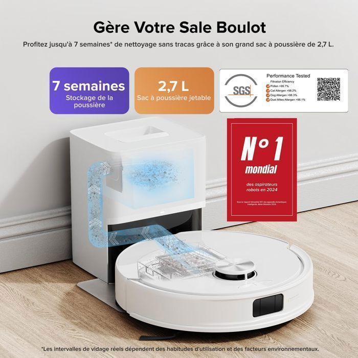 Roborock Q10 PF+ Aspirateur Robot -10000 Pa -Upgrade du Q8 Max+/S8+ ,Double Anti-emmêlement, Système VibraRise 2.0 – Image 2