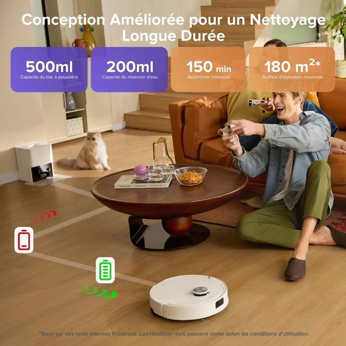 Roborock Q10 PF+ Aspirateur Robot -10000 Pa -Upgrade du Q8 Max+/S8+ ,Double Anti-emmêlement, Système VibraRise 2.0 – Image 6