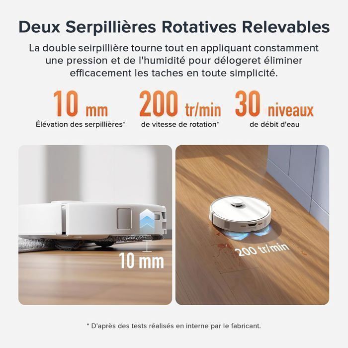 Roborock Qrevo Curv S5X (Qrevo MaxV Amélioré)Aspirateur Robot, 18500 Pa Brosse et Serpillière Extensibles, 75℃ Lavage – Image 5
