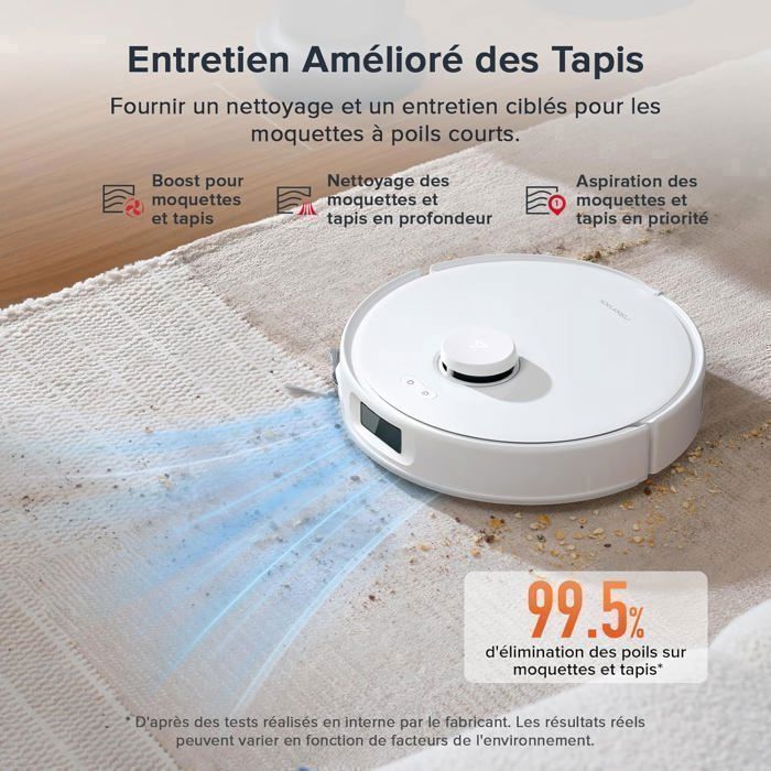 Roborock Qrevo Curv S5X (Qrevo MaxV Amélioré)Aspirateur Robot, 18500 Pa Brosse et Serpillière Extensibles, 75℃ Lavage – Image 6