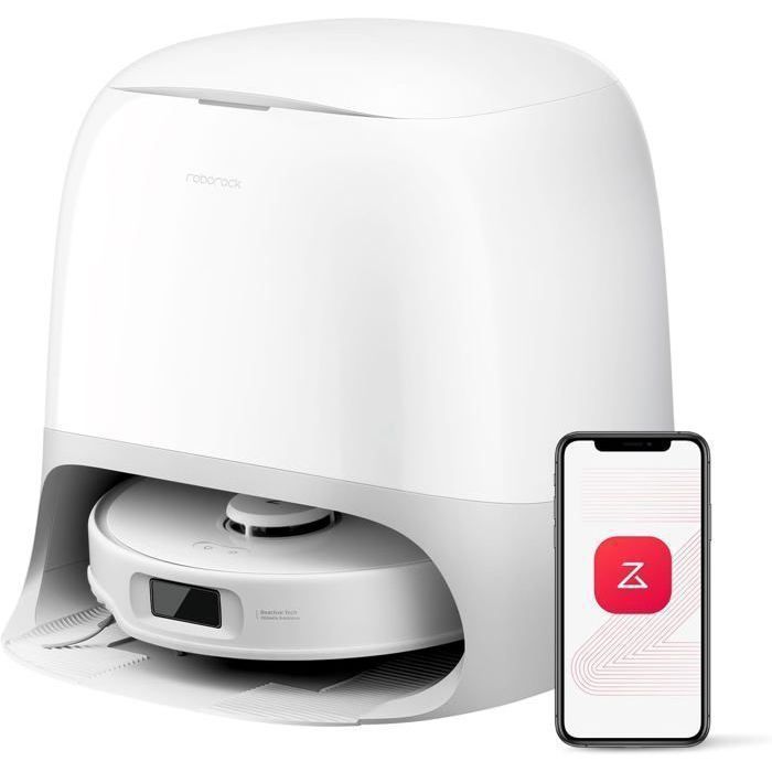 Roborock Qrevo Curv S5X (Qrevo MaxV Amélioré)Aspirateur Robot, 18500 Pa Brosse et Serpillière Extensibles, 75℃ Lavage