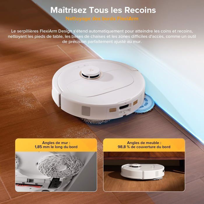 Roborock Qrevo S5V Aspirateur Robot Laveur , 12000 Pa Brosse latérale et serpillière Extensibles , Séchage à l'air Chaud – Image 4