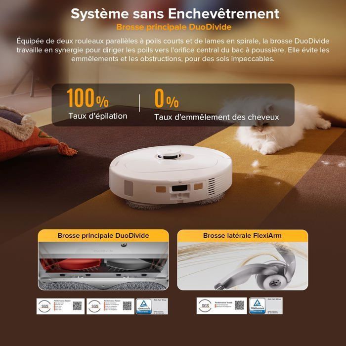 Roborock Qrevo S5V Aspirateur Robot Laveur , 12000 Pa Brosse latérale et serpillière Extensibles , Séchage à l'air Chaud – Image 5