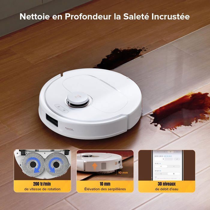 Roborock Qrevo S5V Aspirateur Robot Laveur , 12000 Pa Brosse latérale et serpillière Extensibles , Séchage à l'air Chaud – Image 6