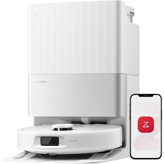 Roborock Qrevo S5V Aspirateur Robot Laveur , 12000 Pa Brosse latérale et serpillière Extensibles , Séchage à l'air Chaud