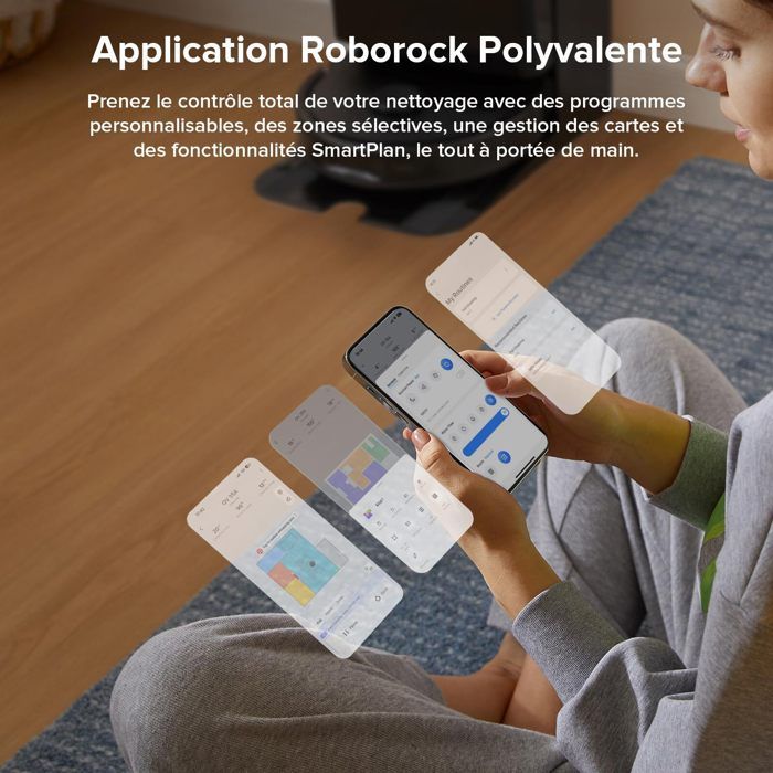 Roborock QV 35A Aspirateur Robot Laveur, 8000Pa , -Upgrade du Qrevo Plus , Serpillière Rotative 200 TR/Min & Relevable 10mm- Noir – Image 6